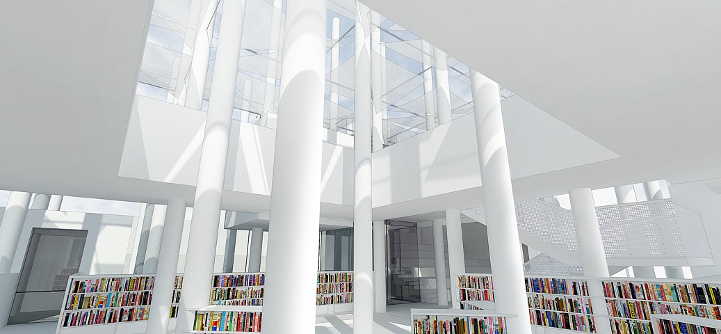 Knižnica na brehu - vizualizácia
